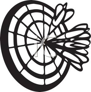 297x300 Free Clipart Image Blacknd White Darts On The Bulls Eye
