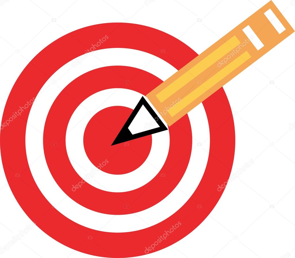 1023x894 Yellow Pencil Over A Red Bullseye Target Stock Vector