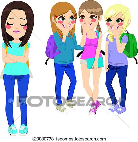 450x461 Clip Art Of School Girls Bullying K20080778