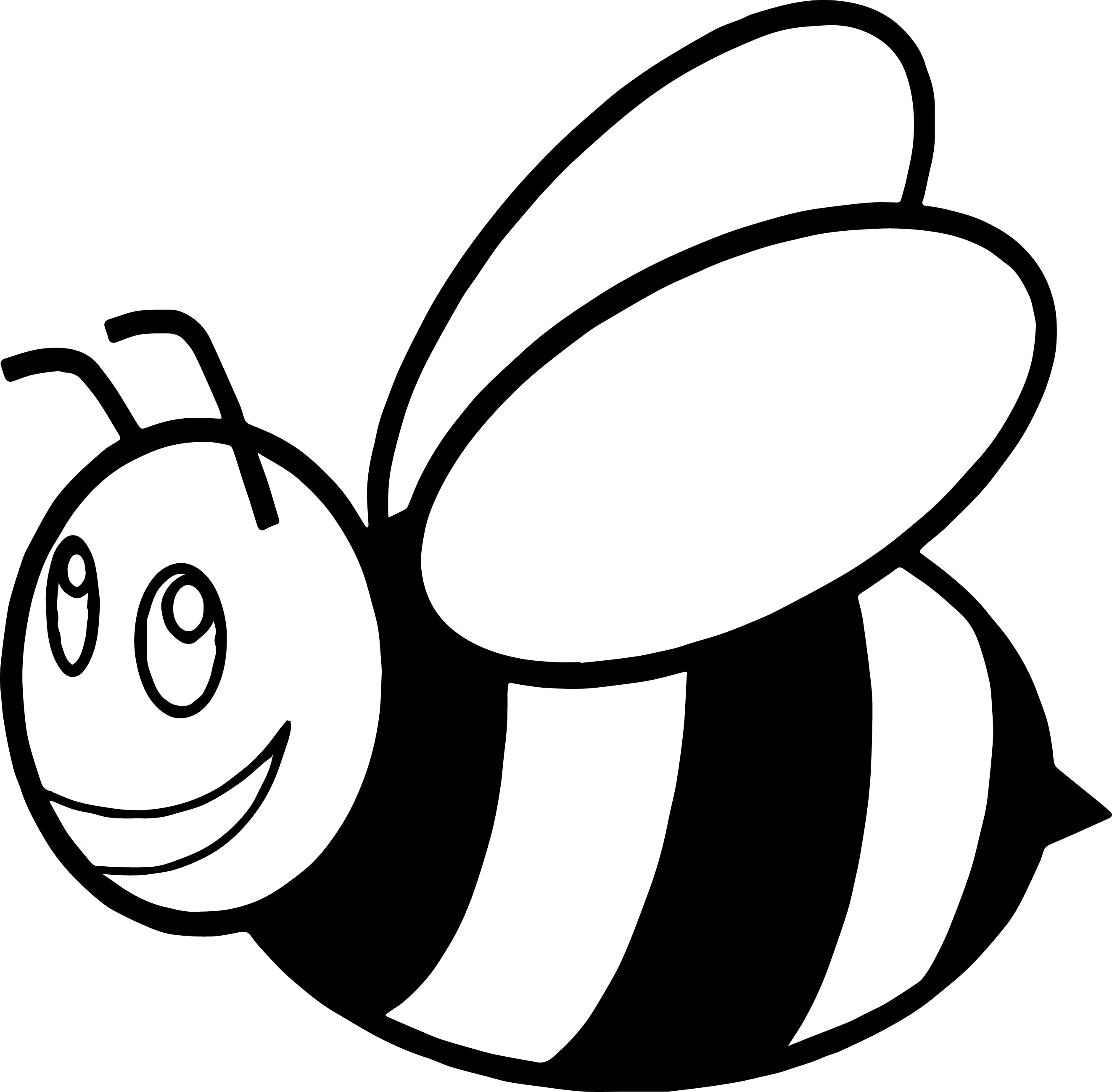 2645x2598 Cute Cartoon Bumble Bee Rubber Coaster Coloring Page Wecoloringpage