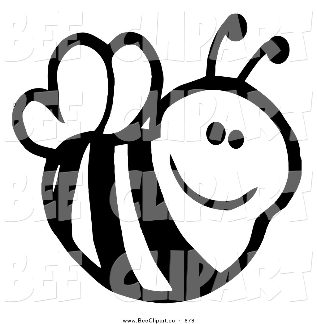 1024x1044 Cartoon Vector Clip Art Of A Cute Black And White Smiling Bee