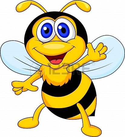 413x450 Cute Bee Cartoon Waving Stock Photo