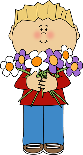 269x500 Boy Holding A Bunch Of Flowers Clip Art