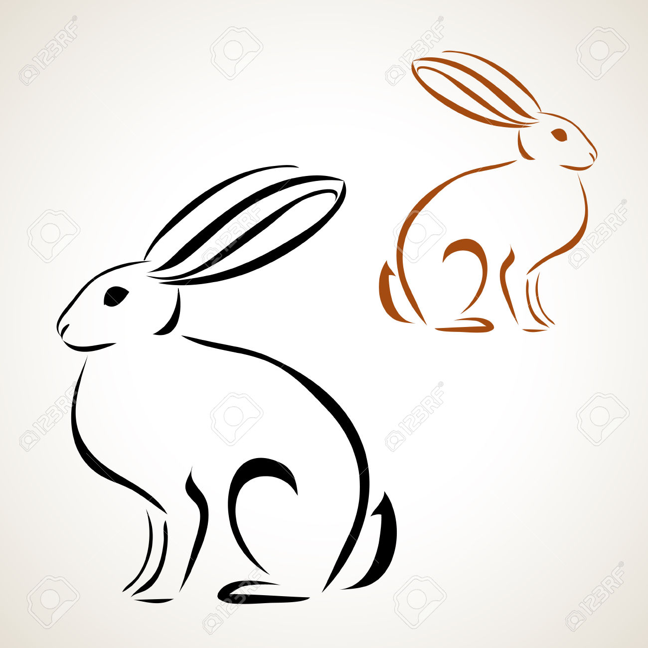1300x1300 Easter Card With Rabbit Outline Royalty Free Cliparts, Vectors