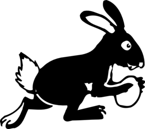 298x264 Bunny Running With Egg Clip Art