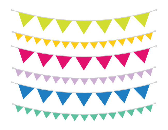 650x502 Single Color Bunting Banner Clip Art Set Flag String Decoration
