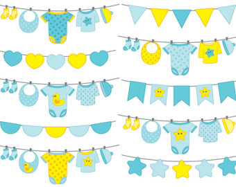 340x270 Pastel Bunting Clip Art Set Digital Banner Baby Shower