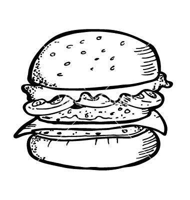 Burger Clipart Black And White