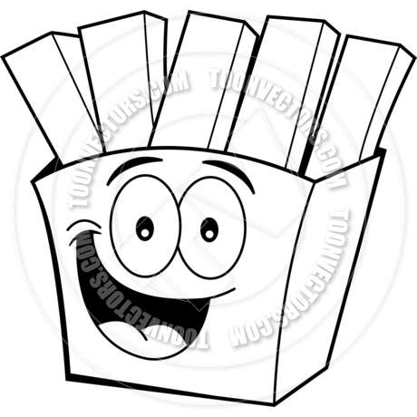 460x460 Cartoon French Fries (Black And White Line Art) By Kenbenner