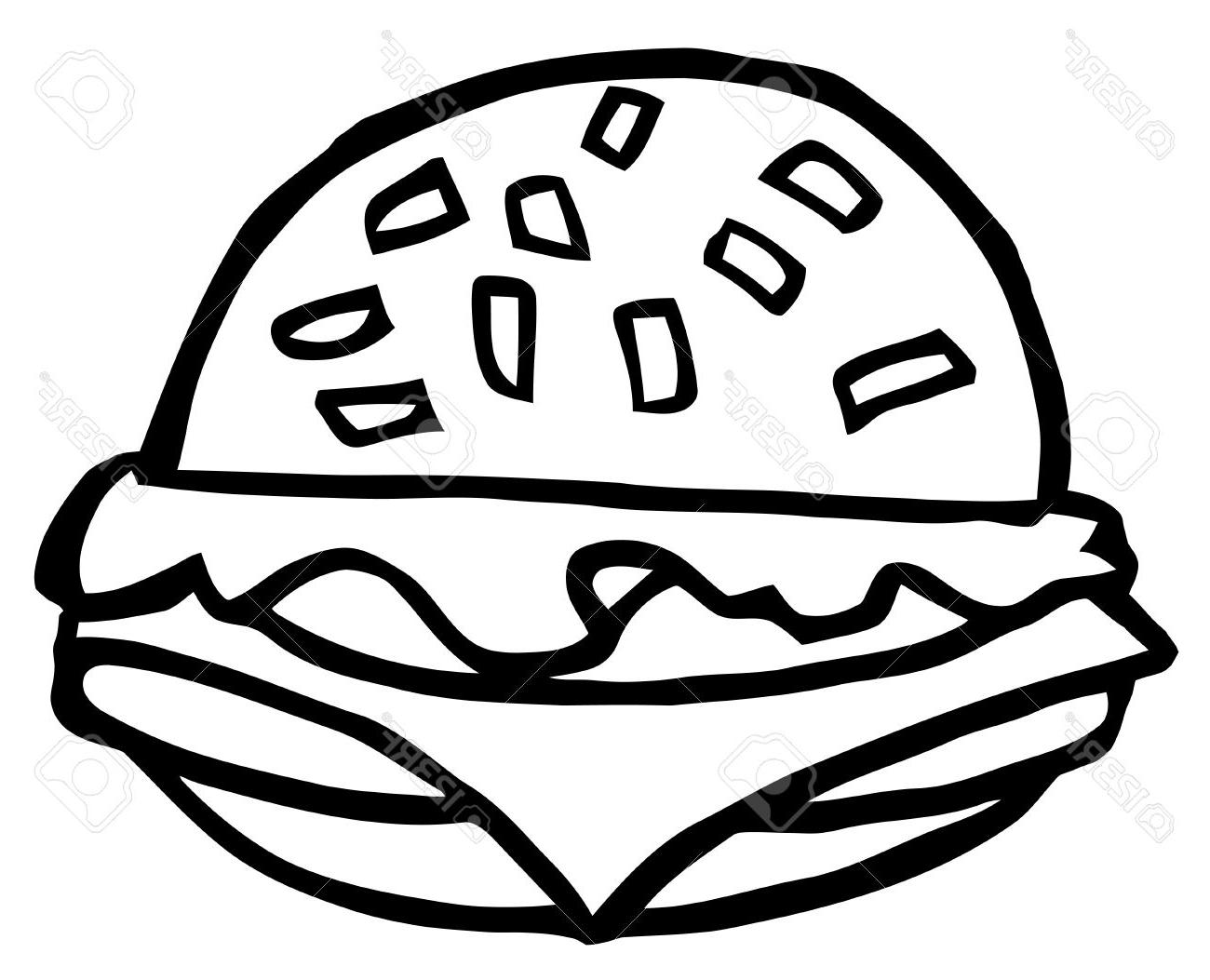1300x1053 Hd Outlined Cartoon Cheeseburger Stock Vector Coloring Burger Page