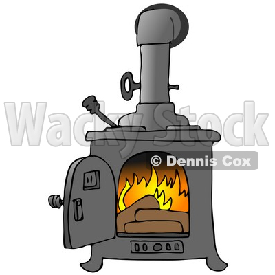 400x400 Burning In A Wood Stove To Keep A House Warm Clipart Illustration