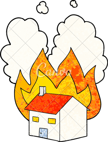 417x550 Cartoon Burning House