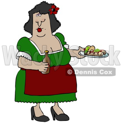 400x400 Hispanic Woman Serving Tacos, Burritos And Beer While Waitressing