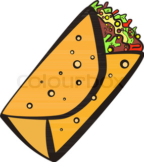 285x320 Monochrome Outline Cartoon Burrito Seamless Pattern. Minimalistic