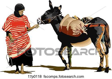 450x319 Clip Art Of Burro Con Costales 17p0118