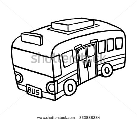 450x398 Drawn Bus Black And White