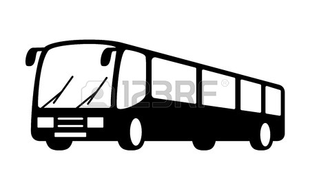 450x272 Black Isolated Bus Silhouette On White Background Royalty Free