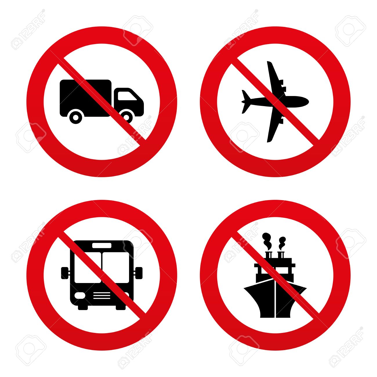 1300x1300 No, Ban Or Stop Signs. Transport Icons. Truck, Airplane, Public