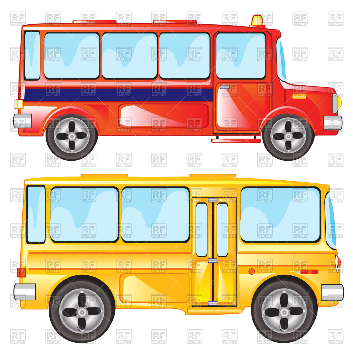1200x1200 Red And Yellow Bus Royalty Free Vector Clip Art Image
