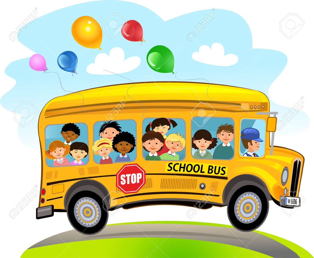 1300x1068 School Bus And Children Clipart