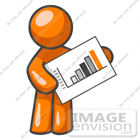 450x450 Clip Art Graphic Of An Orange Guy Character Holding A Business Bar