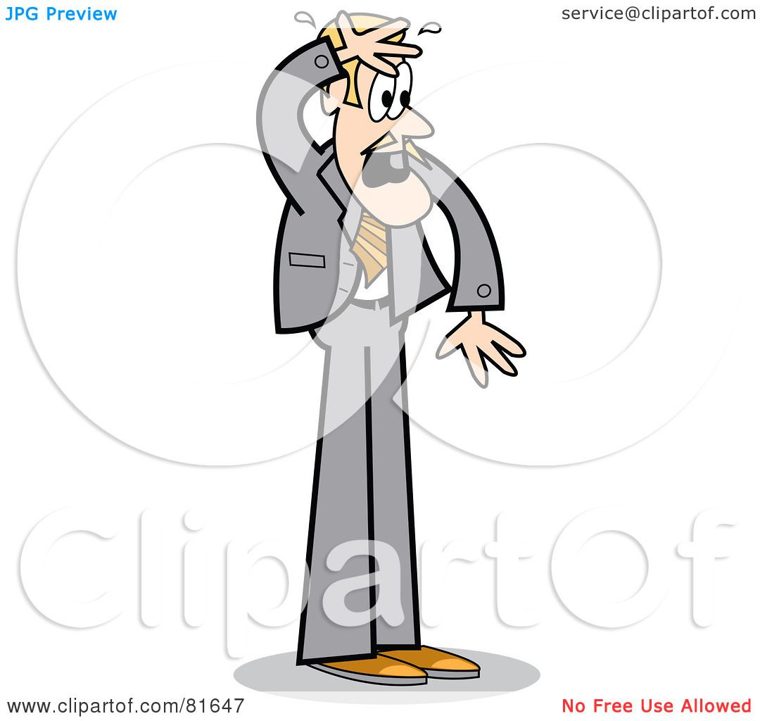 1080x1024 Royalty Free (Rf) Clipart Illustration Of A Sweating Blond