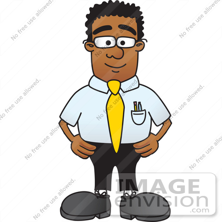 450x450 Clip Art Graphic Of A Geeky African American Businessman Cartoon