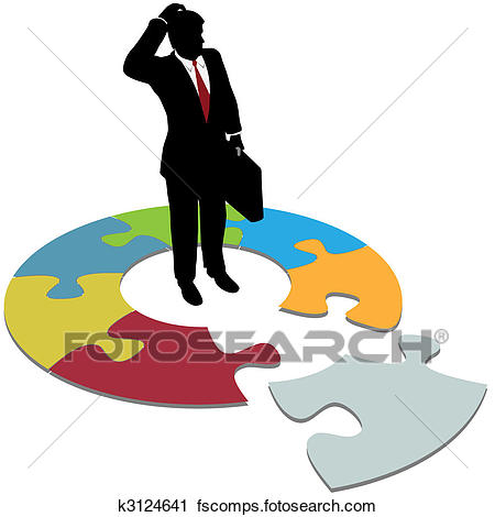 450x470 Clipart Of Puzzled Business Man Questions Missing Solution Piece