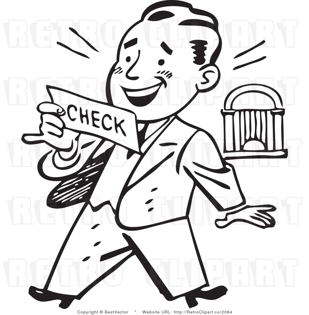 1024x1044 Retro Clip Art Of An Excited Businessman Looking