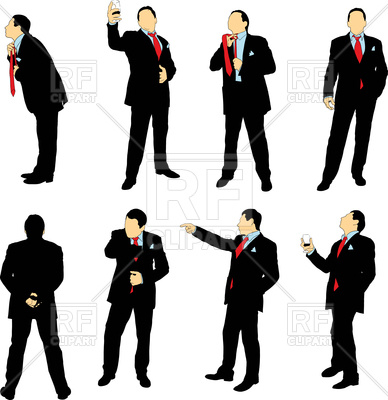 388x400 Silhouettes Of Businessmen In Business Suit Vector Clipart Image