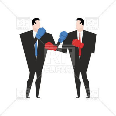 400x400 Business Fight. Businessman With Boxing Gloves. Royalty Free