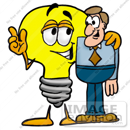 450x450 Clip Art Graphic Of A Yellow Electric Lightbulb Cartoon Character