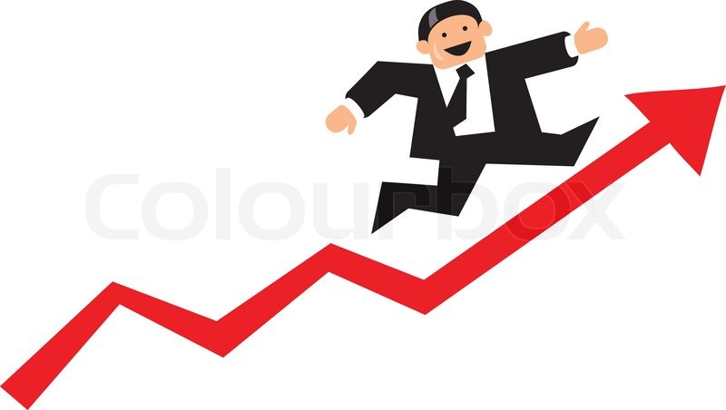 800x452 Funny Businessman Running Up A Red Business Graph Arrow Stock