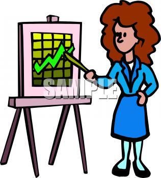 316x350 Cartoon Of A Woman Giving A Company Growth Presentation