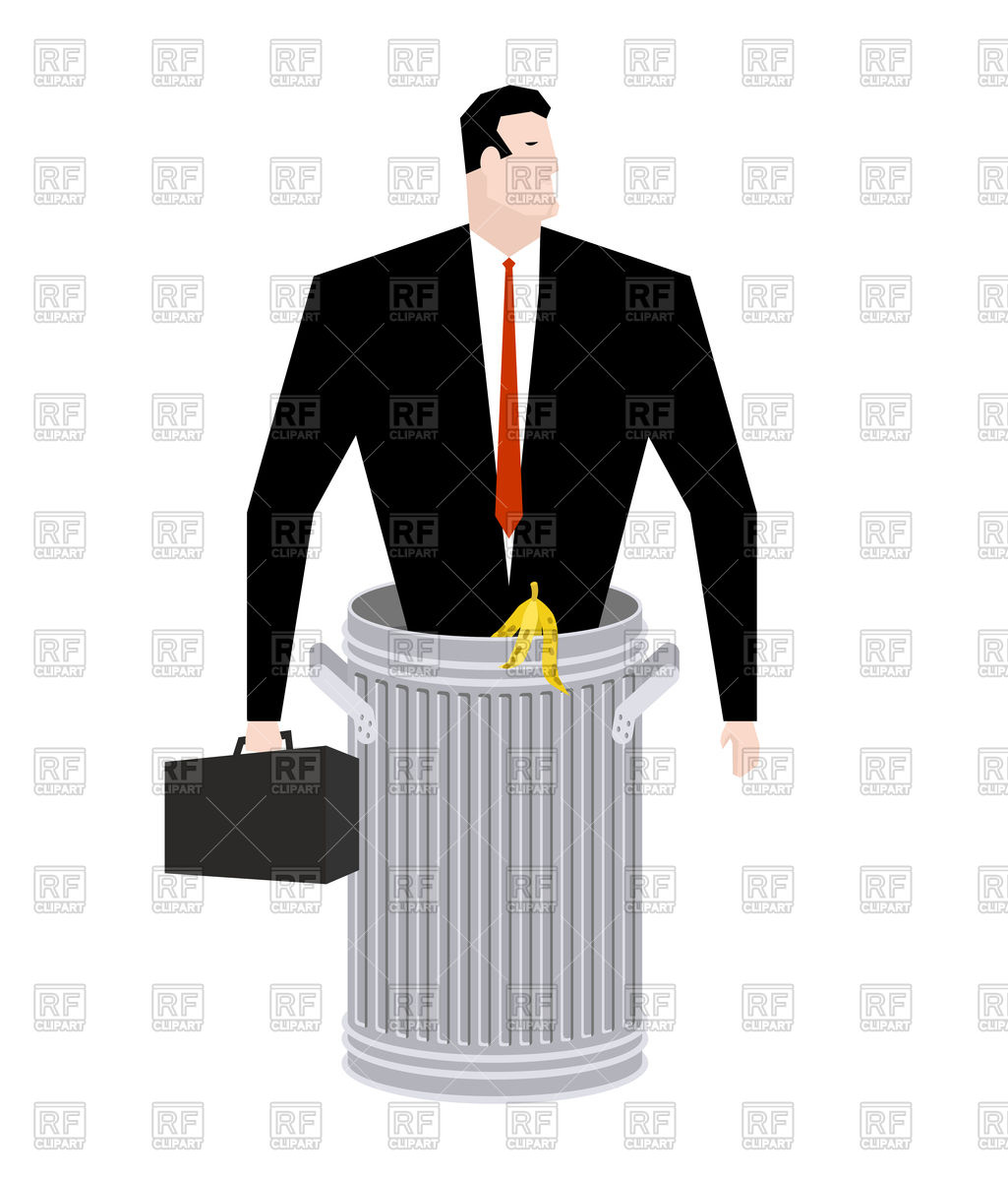 1025x1200 Businessman In Trash Can Royalty Free Vector Clip Art Image