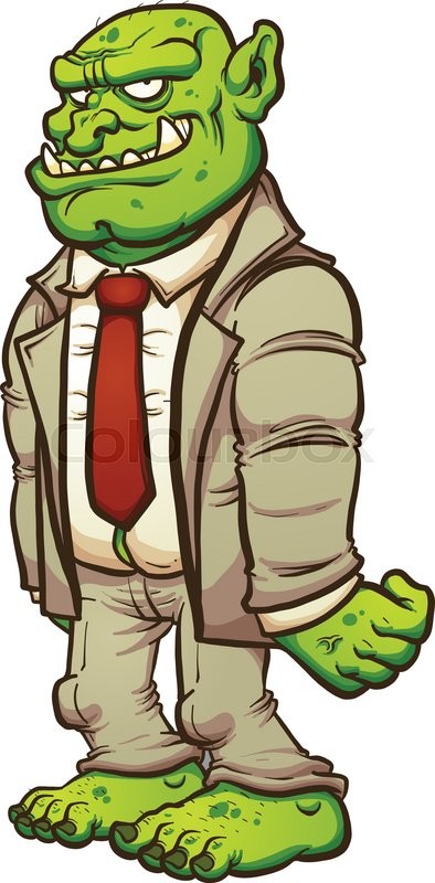 394x800 Cartoon Troll In A Business Suit. Vector Clip Art Illustration