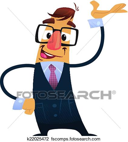 423x470 Clipart Of Vector Illustration Business Man With Suit And Geek