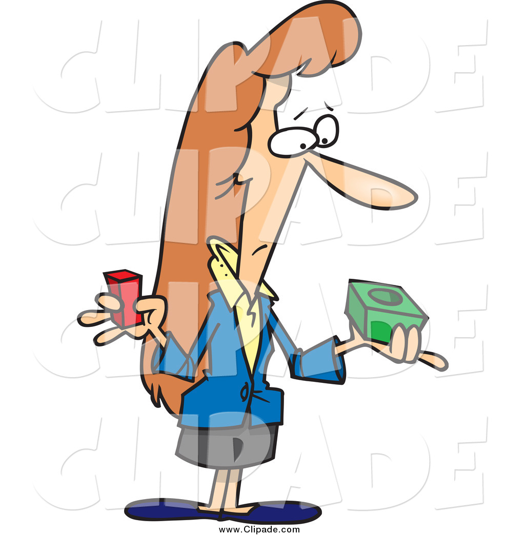 1024x1044 Clip Art Of A Cartoon Confused Businesswoman Trying To Fit A Peg