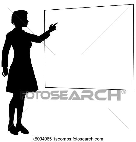 450x470 Clipart Of Business Woman Or Teacher Points Hand Sign Board