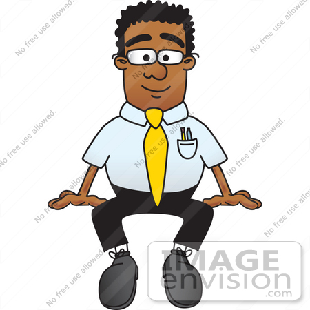 450x450 Clip Art Graphic Of A Geeky African American Businessman Cartoon