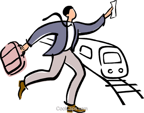 480x376 Businessman Running To Catch A Train Royalty Free Vector Clip Art