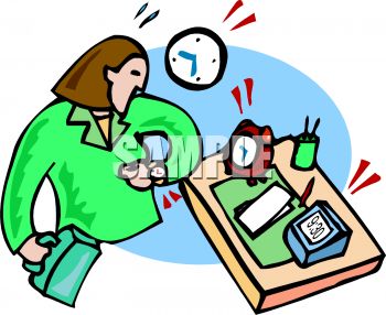 350x286 Busy Working Woman At Her Desk Looking At The Time On Her
