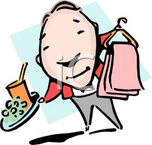 300x285 Butler With A Tray Of Food And Dry Cleaning Clipart Picture
