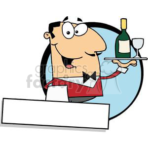 300x300 Royalty Free Banner Of A Cordial Male Butler Serving Wine 379150