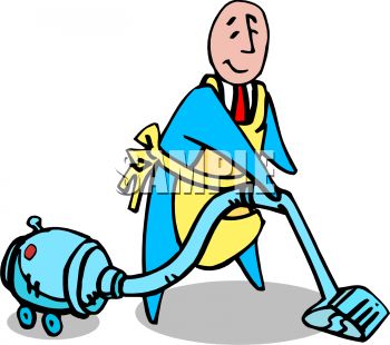350x310 Royalty Free Clipart Image Butler Vacuuming
