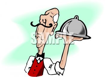 350x255 Butler Holding A Domed Tray
