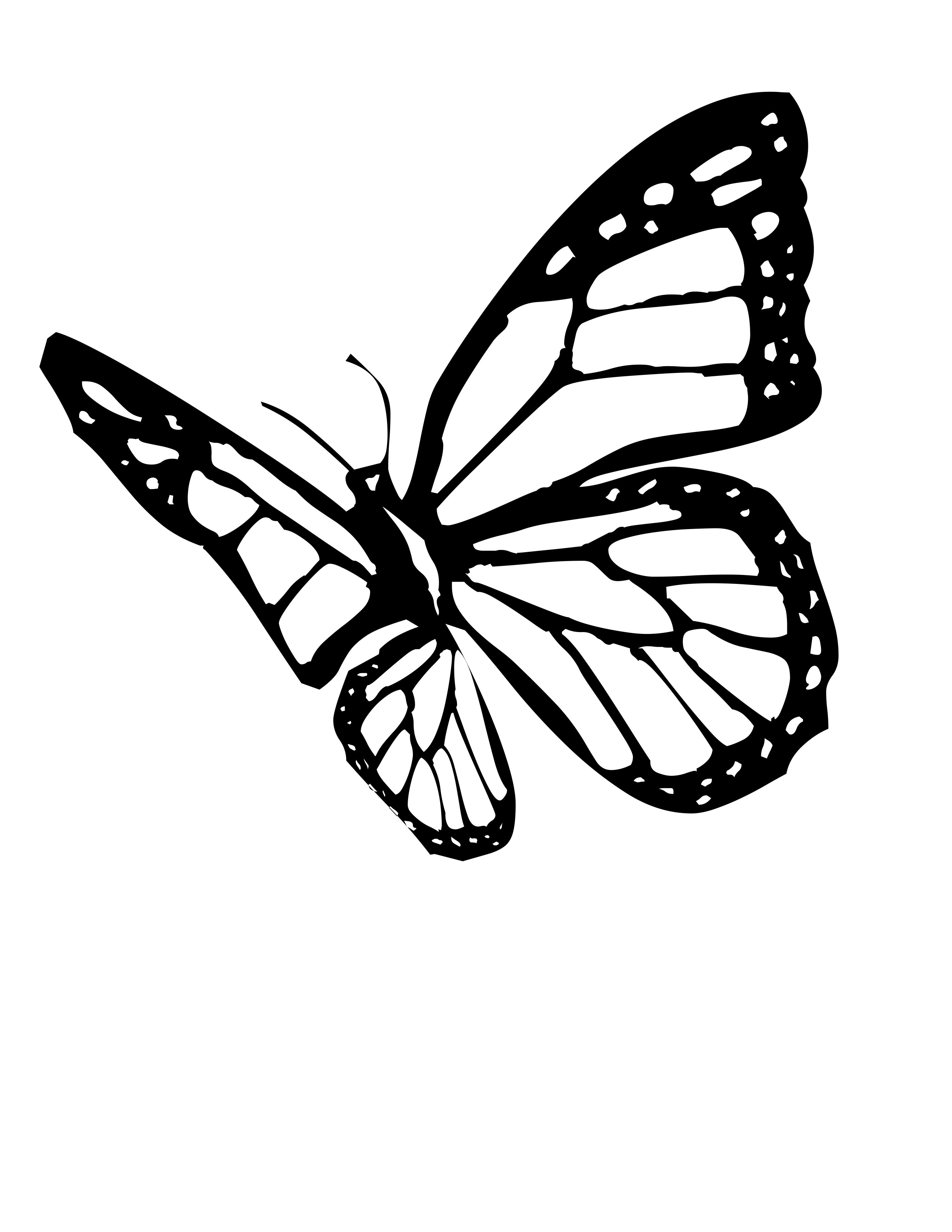 2550x3300 Monarch Butterfly Clipart Line Art
