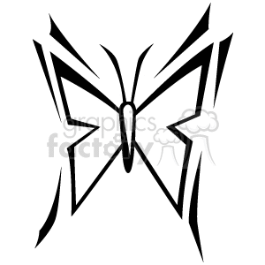 300x300 Royalty Free White Butterfly Outlined In Black Flying 130793