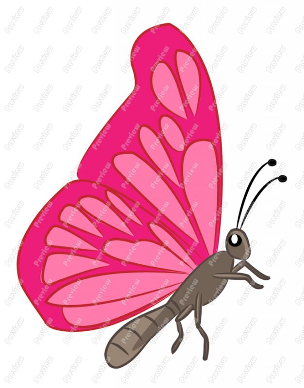 627x800 Pink Butterfly Character Clip Art