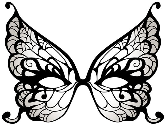 564x429 Butterfly Mask Clipart Black White